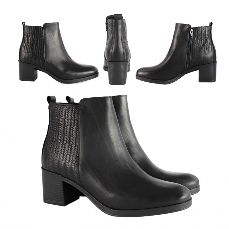 Zerimar Shoes Botines De Piel Con Tacon Y Detalle Trenzado