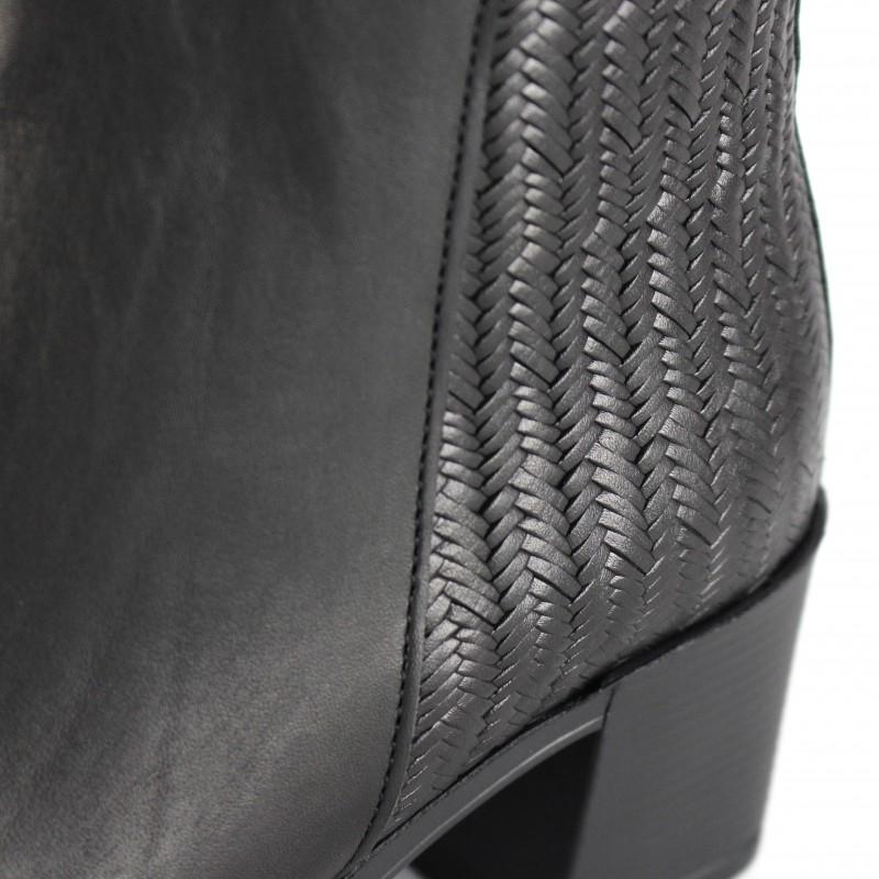 Zerimar Shoes Botines De Piel Con Tacon Y Detalle Trenzado