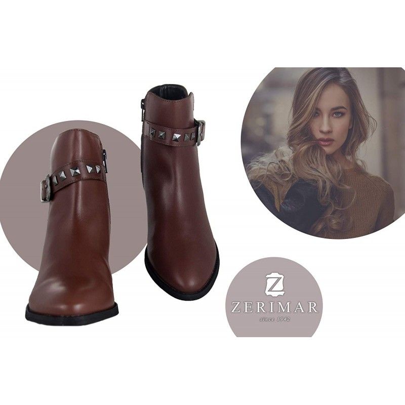 Zerimar Shoes Botines Estilo Cowboy De Piel Con Hebilla En El Tobillo