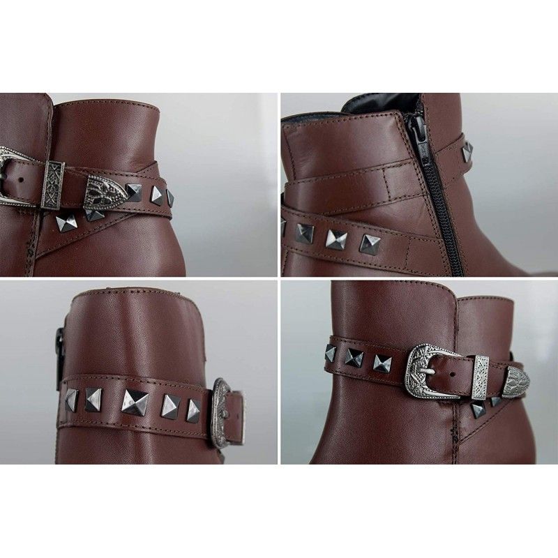 Zerimar Shoes Botines Estilo Cowboy De Piel Con Hebilla En El Tobillo