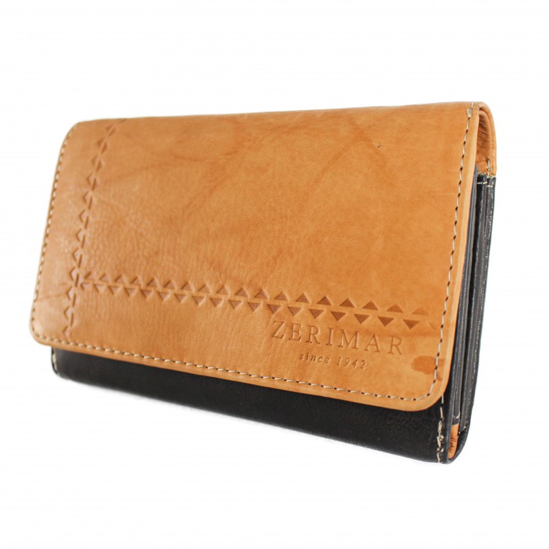 zerimar shoes Cartera de piel multiespacio triangulos 15 5x11 cm