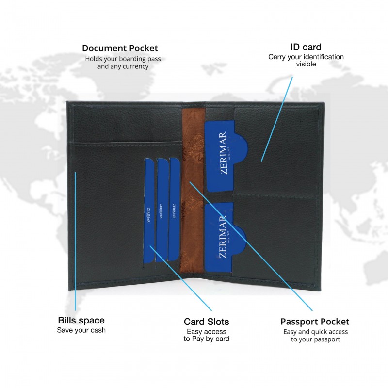 Zerimar Shoes Cartera Funda Pasaporte De Piel Multiespacio 14 5x10 Cm
