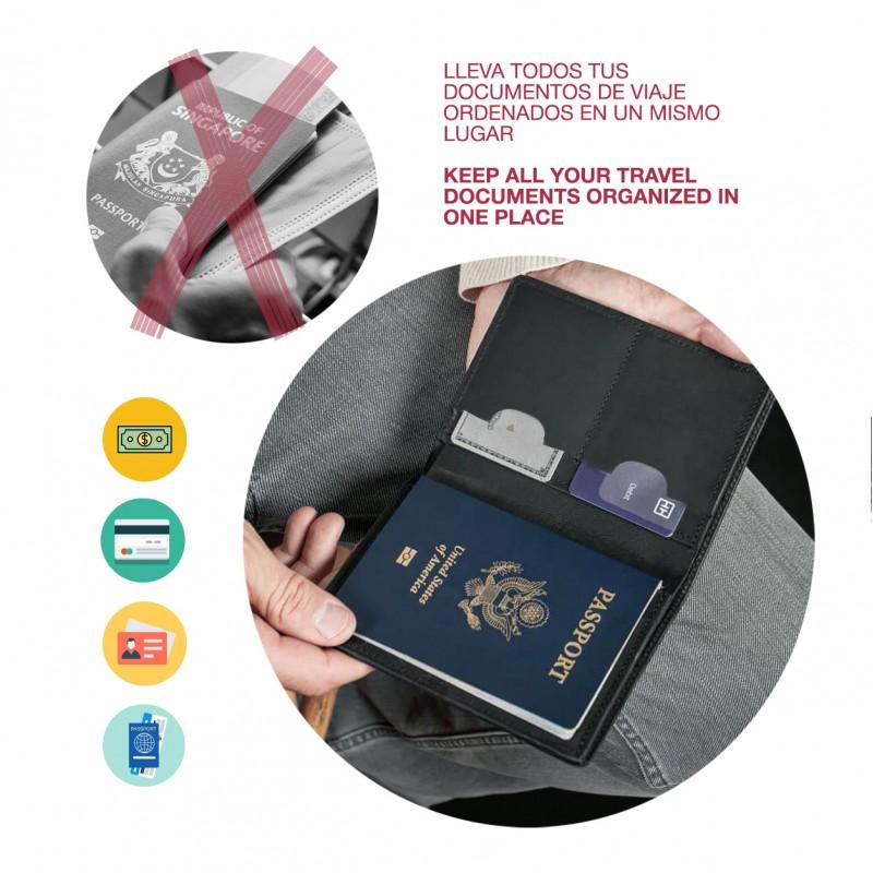 Zerimar Shoes Cartera Funda Pasaporte De Piel Multiespacio 14 5x10 Cm