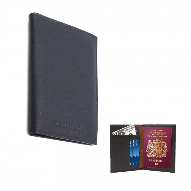 zerimar shoes Cartera funda pasaporte de piel multiespacio 14 5x10 cm