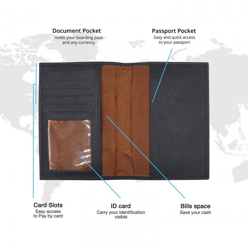 Zerimar Shoes Cartera Funda Pasaporte De Piel Multiespacio 14x10 Cm