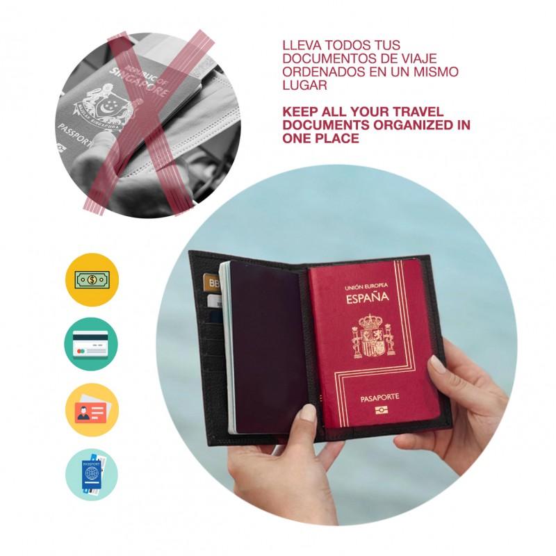 Zerimar Shoes Cartera Funda Pasaporte De Piel Multiespacio 14x10 Cm