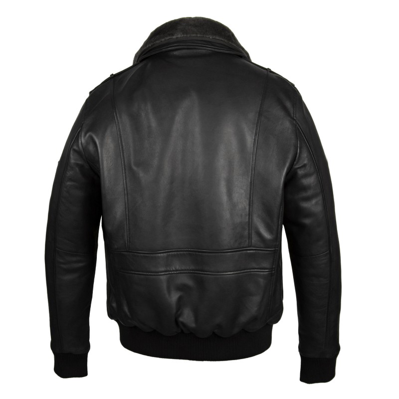 Zerimar Shoes Cazadora De Piel Aviador Con Cuello Desmontable