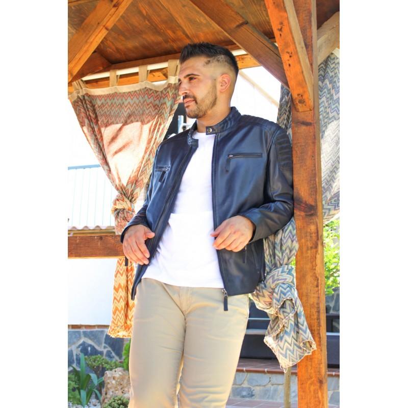 Zerimar Shoes Cazadora De Piel Con Cremalleras Modelo GEORGE