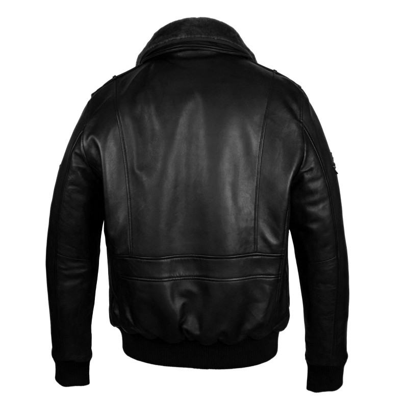 Zerimar Shoes Cazadora De Piel Con Parches Estilo Aviador Con Cuello Desmontable