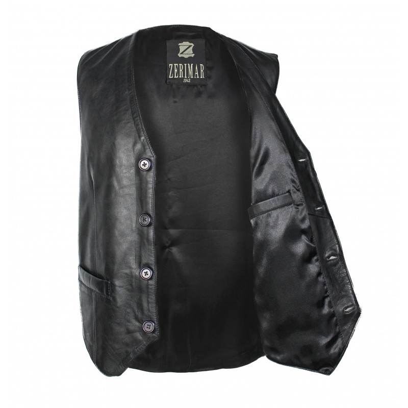 Zerimar Shoes Chaleco De Piel Abotonado Estilo Elegante