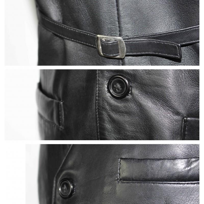 Zerimar Shoes Chaleco De Piel Abotonado Estilo Elegante