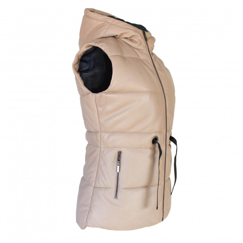 Zerimar Shoes Chaleco De Piel Acolchado Con Capucha Y Lazo