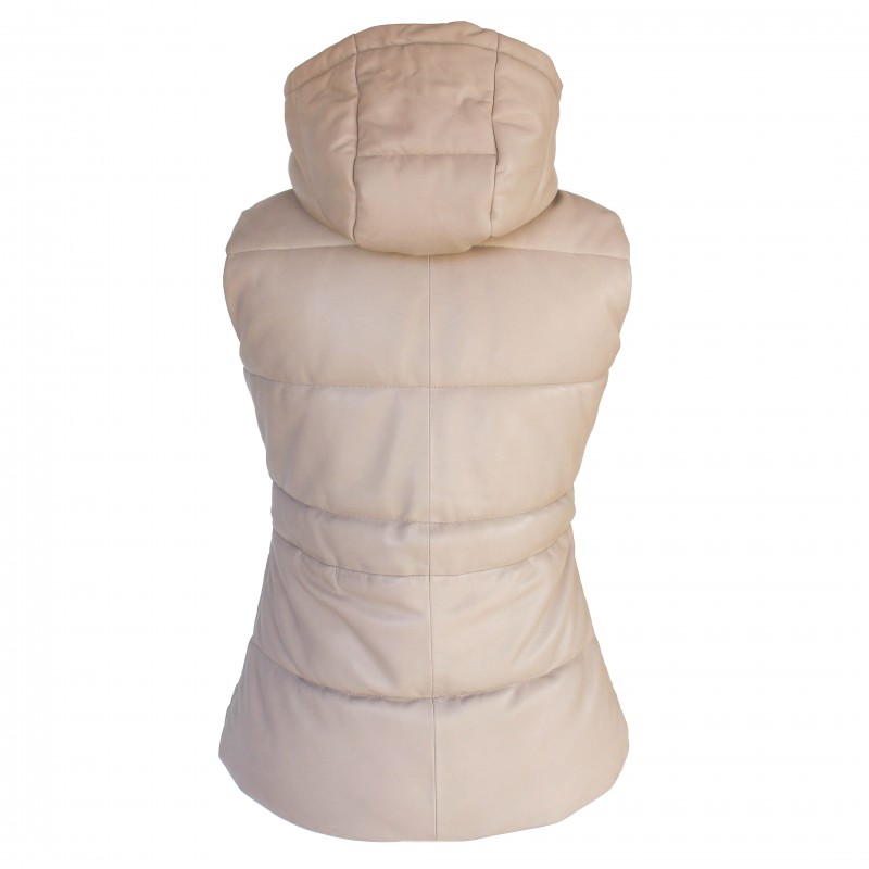 Zerimar Shoes Chaleco De Piel Acolchado Con Capucha Y Lazo