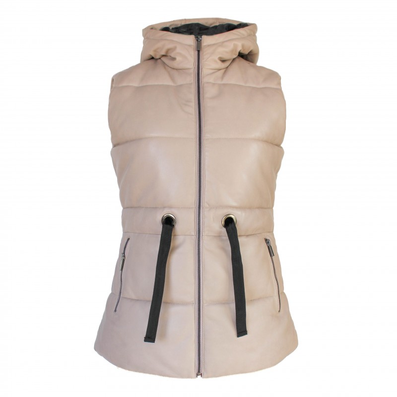 zerimar shoes Chaleco de piel acolchado con capucha y lazo