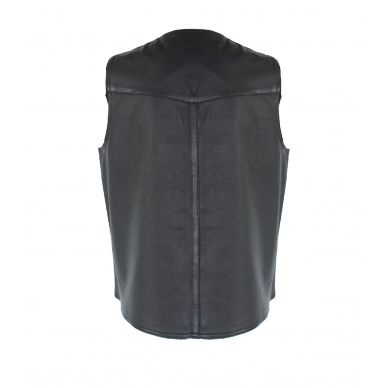 Zerimar Shoes Chaleco De Piel Con Bolsillos Y Cierre De Botones