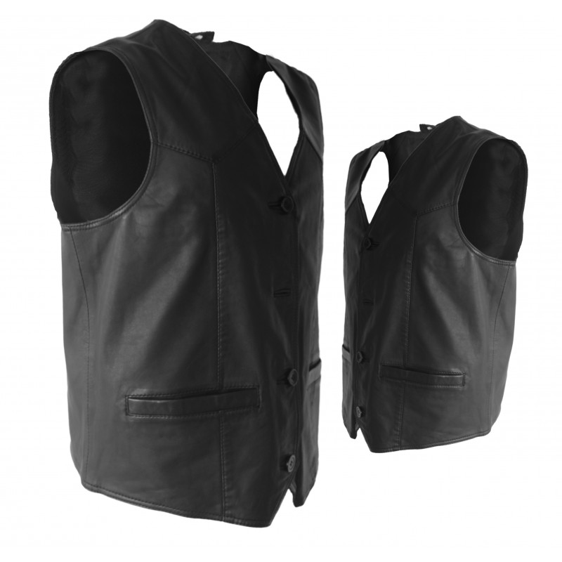 Zerimar Shoes Chaleco De Piel Con Bolsillos Y Cierre De Botones