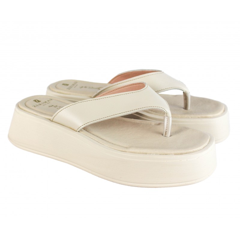 Zerimar Shoes Chanclas De Piel Con Plataforma Modelo DMR