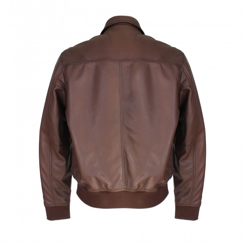 Zerimar Shoes Chaqueta Bomber De Piel Con Cuello Clasico TIGANO