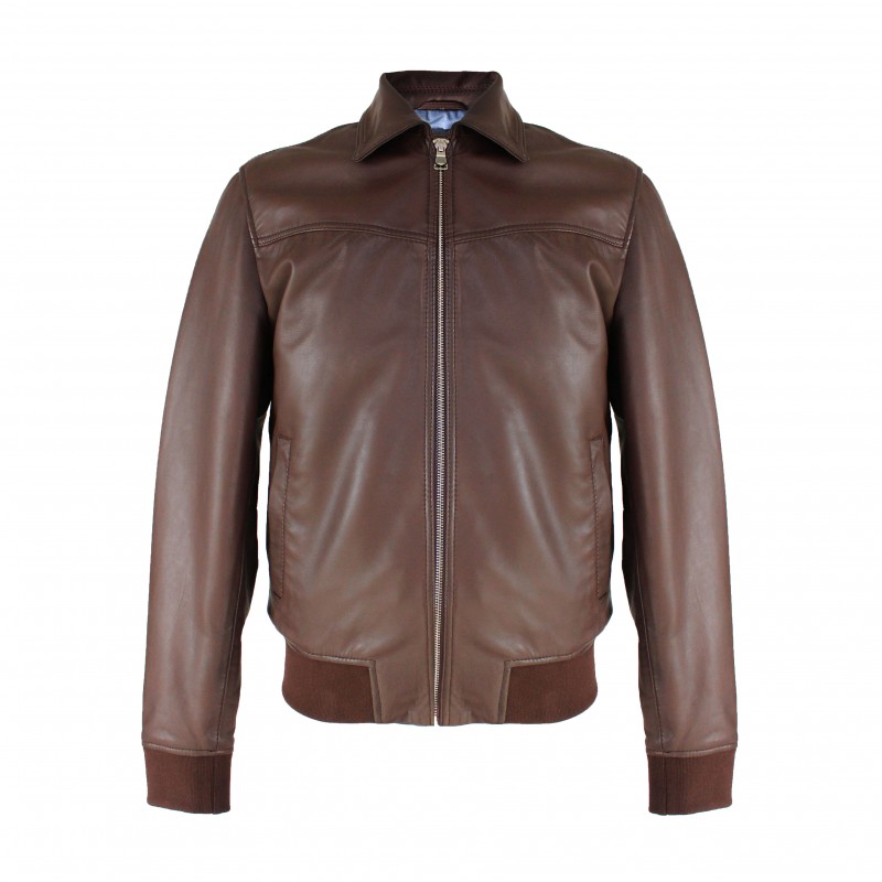 zerimar shoes Chaqueta bomber de piel con cuello clasico TIGANO