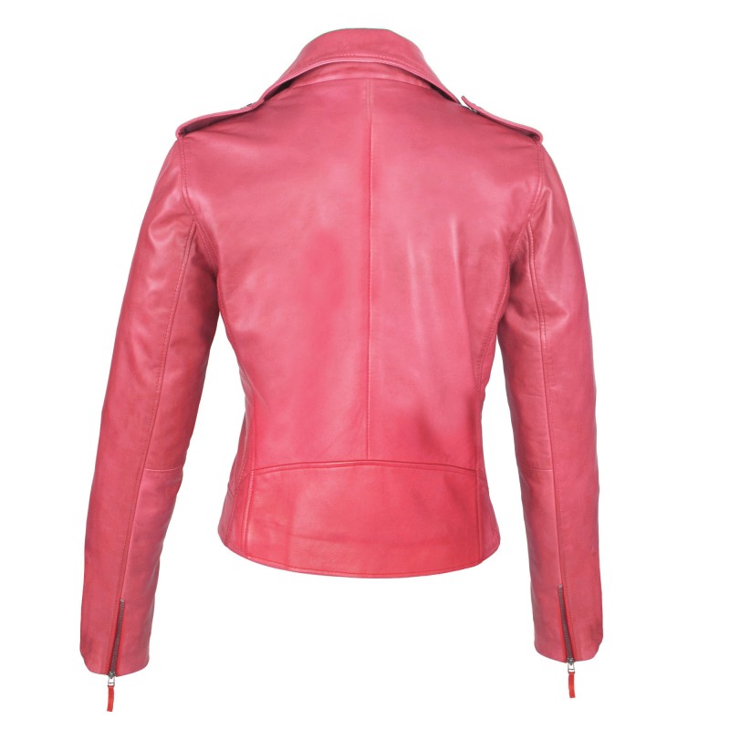 Zerimar Shoes Chaqueta Ceñida De Piel Estilo Biker Con Cremallera