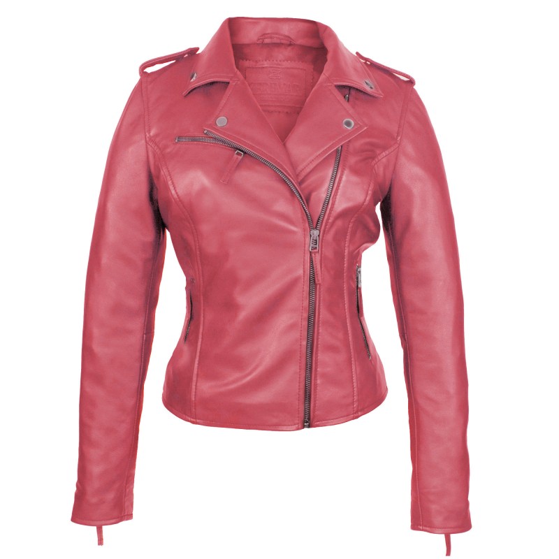 zerimar shoes Chaqueta ceñida de piel estilo biker con cremallera
