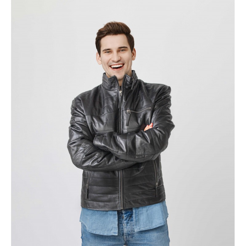 Zerimar Shoes Chaqueta De Cuero Con Cremallera Modelo FORMI