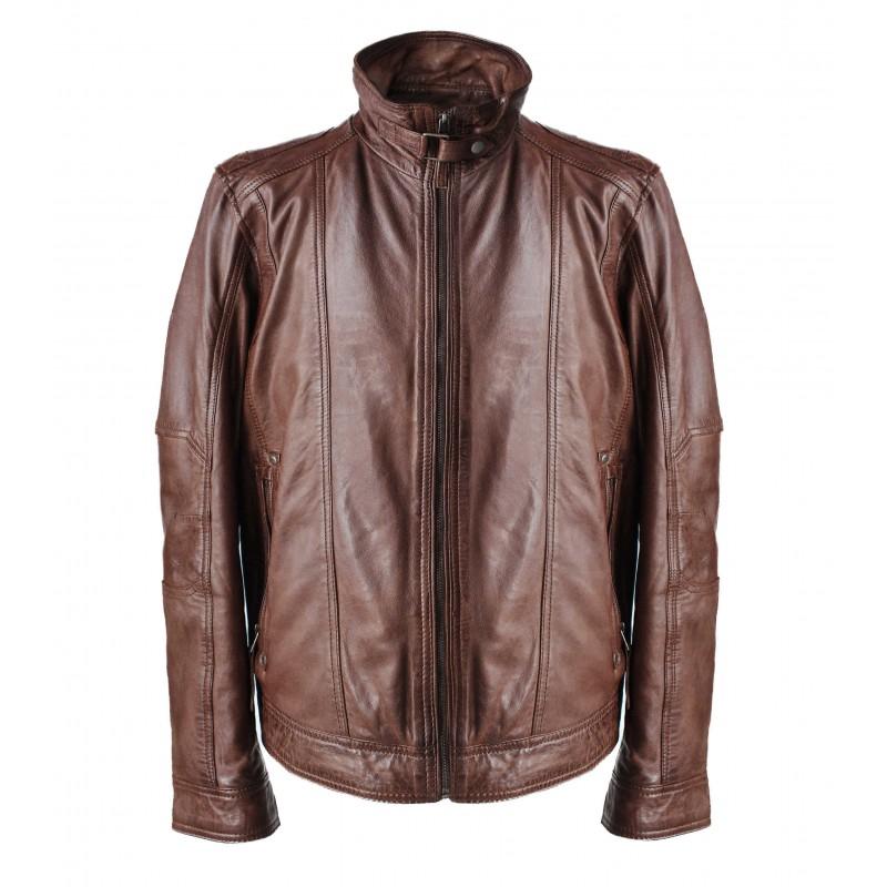 Zerimar Shoes Chaqueta De Cuero Con Cremallera Modelo SOGA