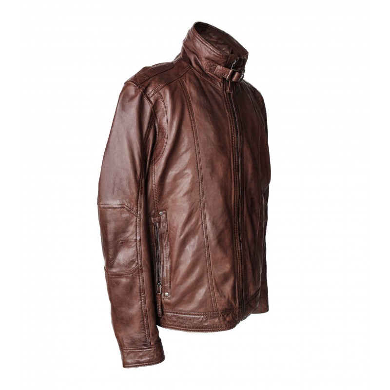 Zerimar Shoes Chaqueta De Cuero Con Cremallera Modelo SOGA