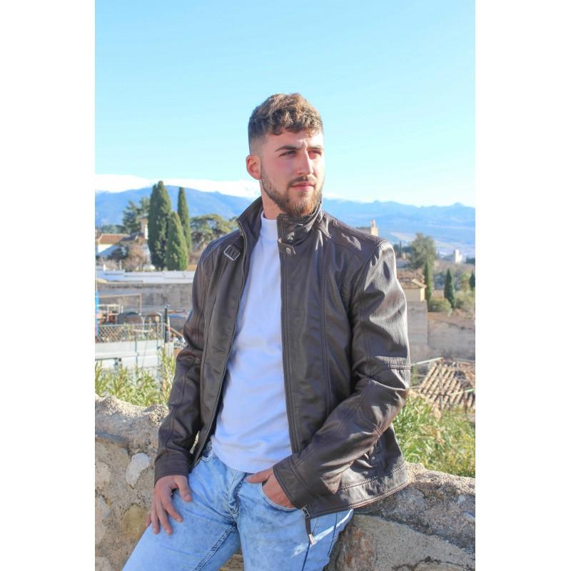 zerimar shoes Chaqueta de cuero con cremallera modelo SOGA