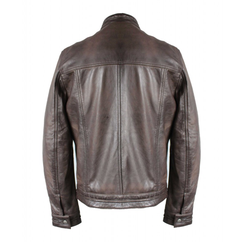 Zerimar Shoes Chaqueta De Cuero Con Cremalleras Modelo CHOCOLATE