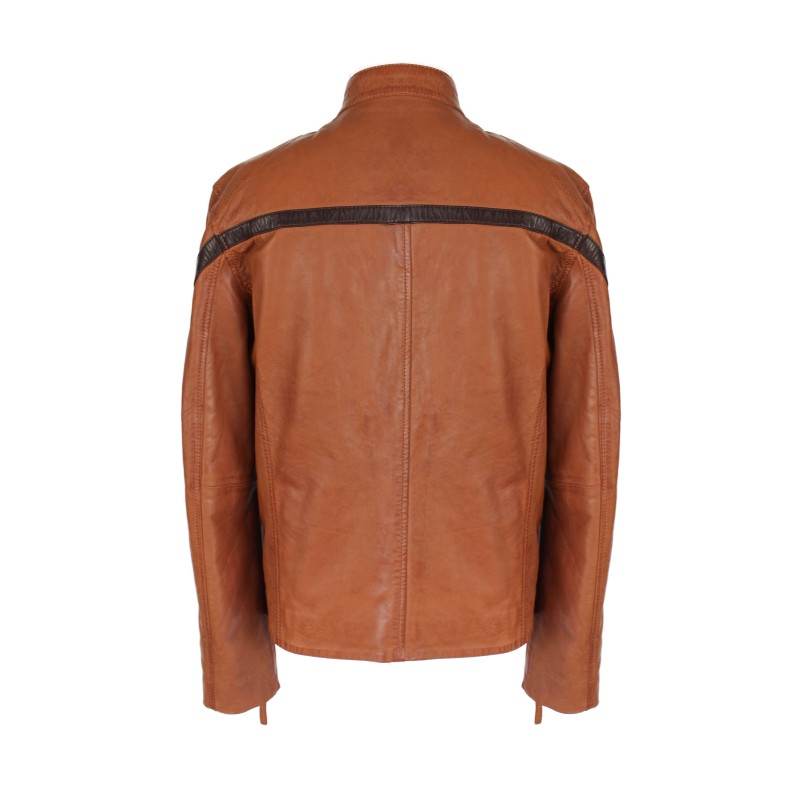 Zerimar Shoes Chaqueta De Cuero Con Detalle Lineal Modelo RYANO