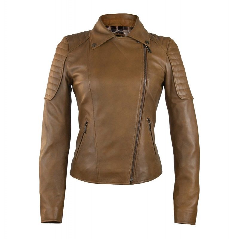 Zerimar Shoes Chaqueta De Cuero Estilo Biker Con Hombros Acolchados Para Mujer