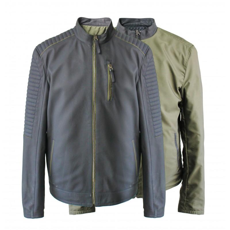 zerimar shoes Chaqueta de cuero reversible bicolor BLUEGREEN