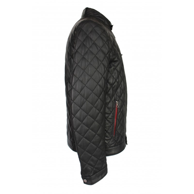 Zerimar Shoes Chaqueta De Piel Acolchada Con Detalle Rojo