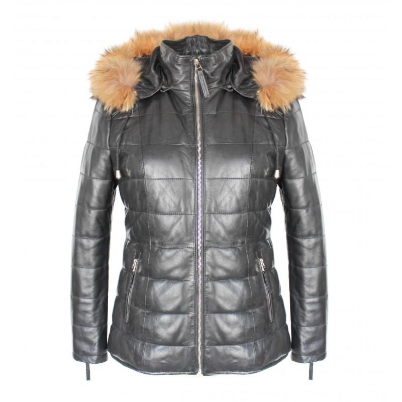 zerimar shoes Chaqueta de piel con capucha de racoon modelo ALMOND