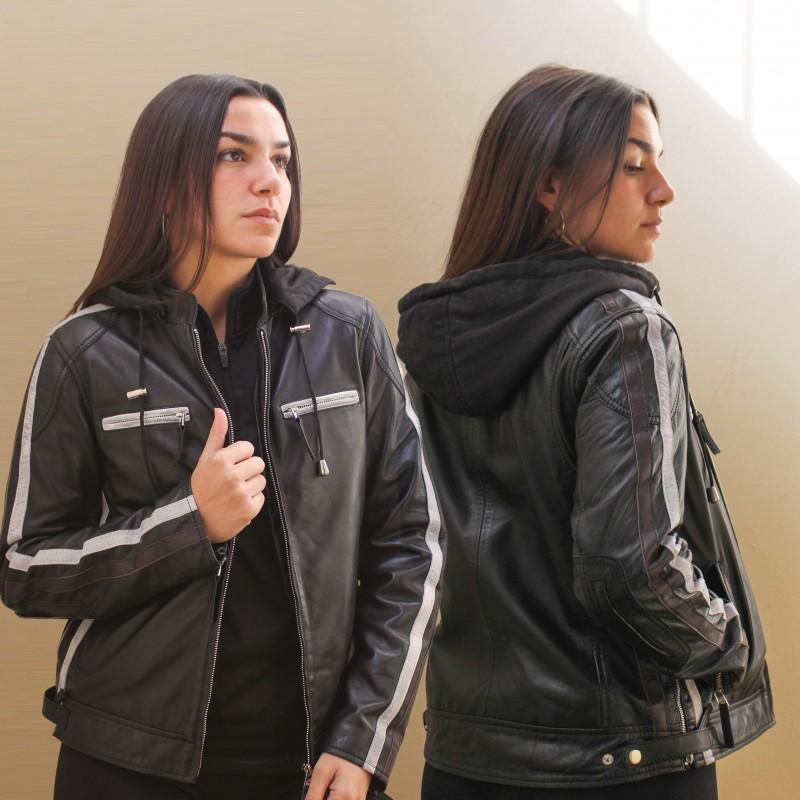 Zerimar Shoes Chaqueta De Piel Con Capucha Removible BALLWO1