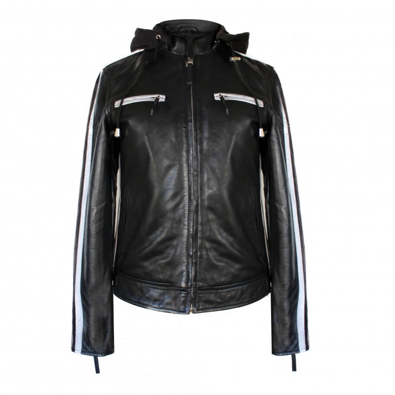 zerimar shoes Chaqueta de piel con capucha removible BALLWO1