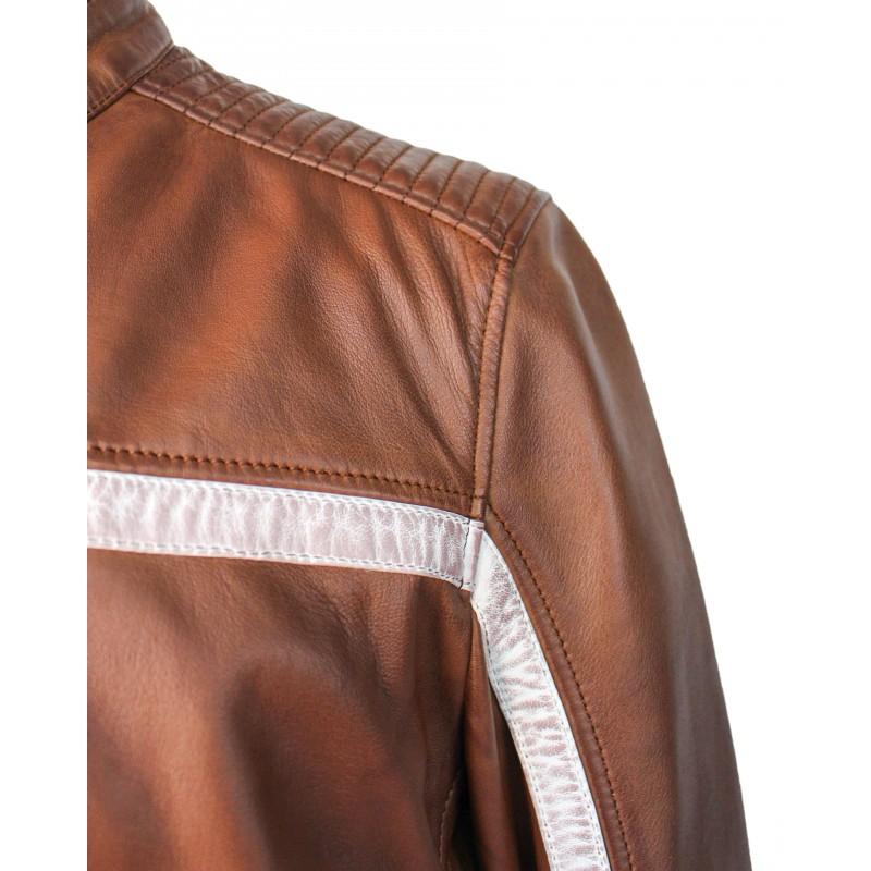 Zerimar Shoes Chaqueta De Piel Con Detalle Blanco CORDOBA