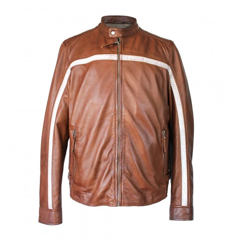 zerimar shoes Chaqueta de piel con detalle blanco CORDOBA