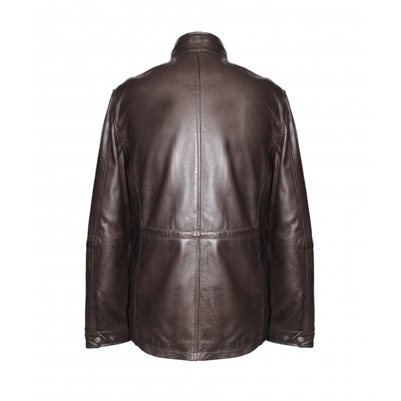 Zerimar Shoes Chaqueta De Piel Con Doble Cierre Y Bolsillos Modelo FISHER