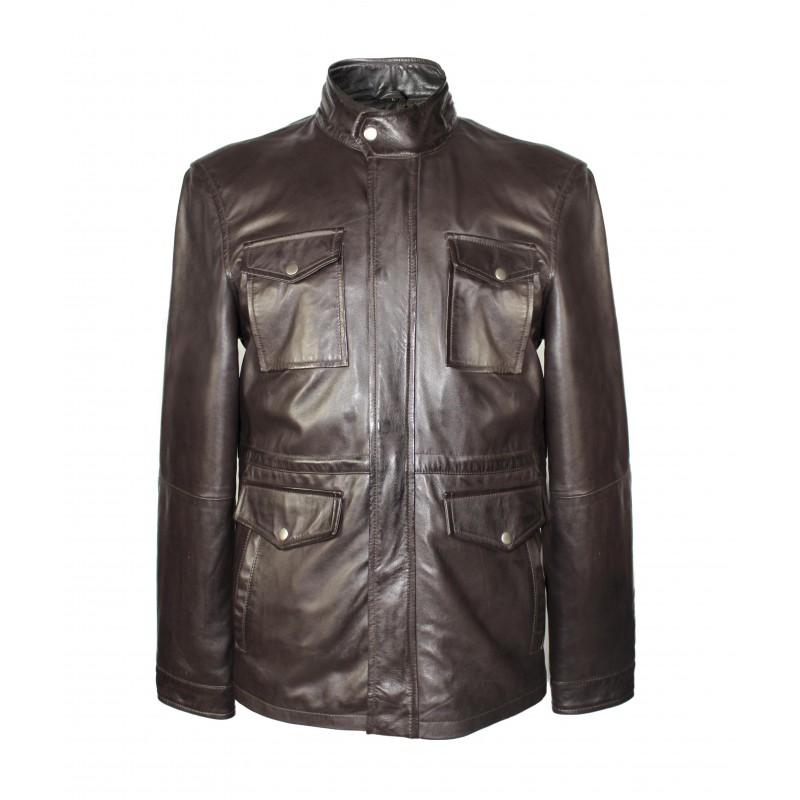 zerimar shoes Chaqueta de piel con doble cierre y bolsillos modelo FISHER