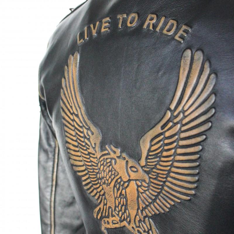 Zerimar Shoes Chaqueta Motera De Piel Modelo AQUILE