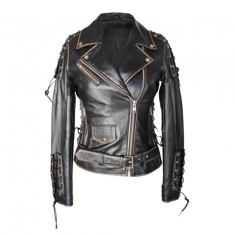 zerimar shoes Chaqueta motera de piel modelo AQUILE