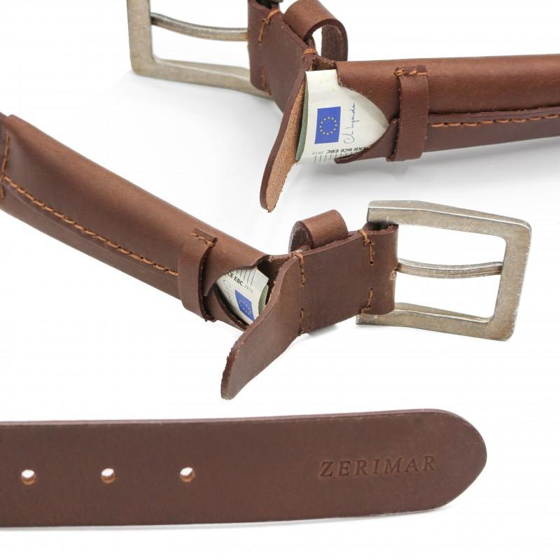 Zerimar Shoes Cinturón De Piel Con Bolsillo Interno Modelo PAMAJA