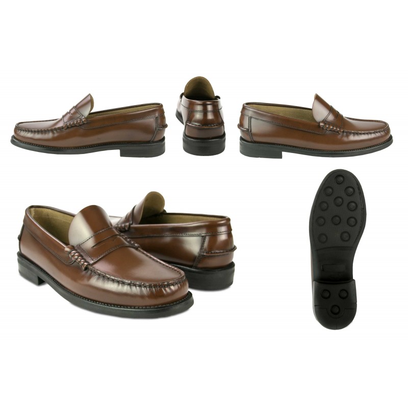 Zerimar Shoes Mocasines Burdeos De Piel Natural Con Antifaz Talla PLUS