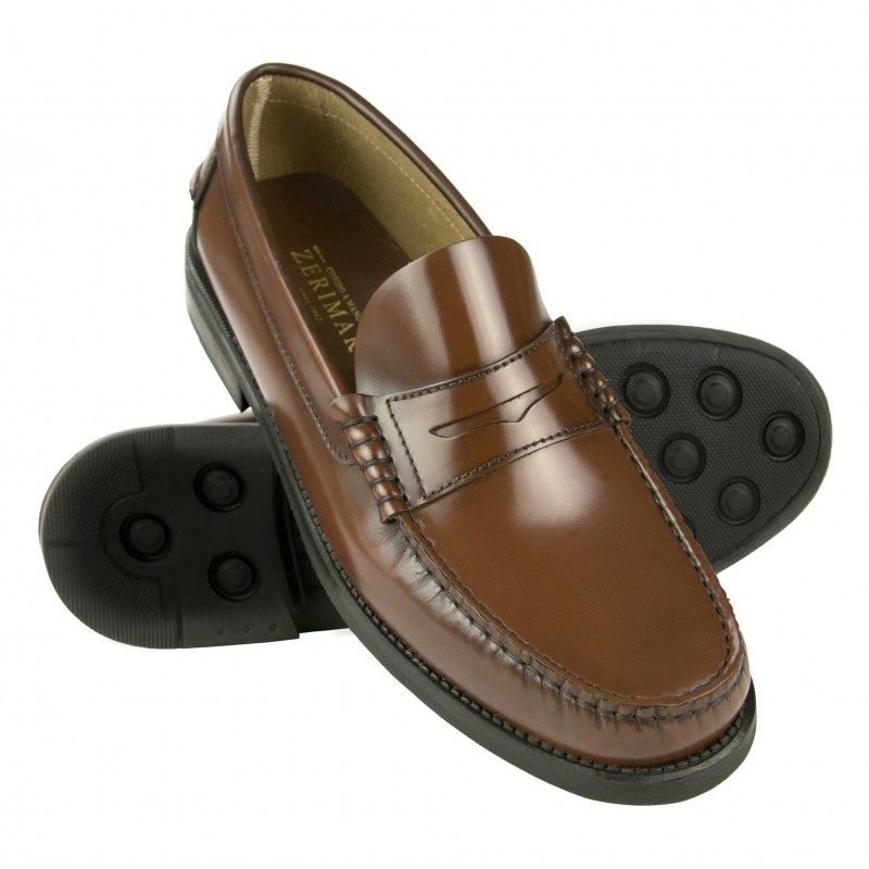 zerimar shoes Mocasines burdeos de piel natural con antifaz talla PLUS