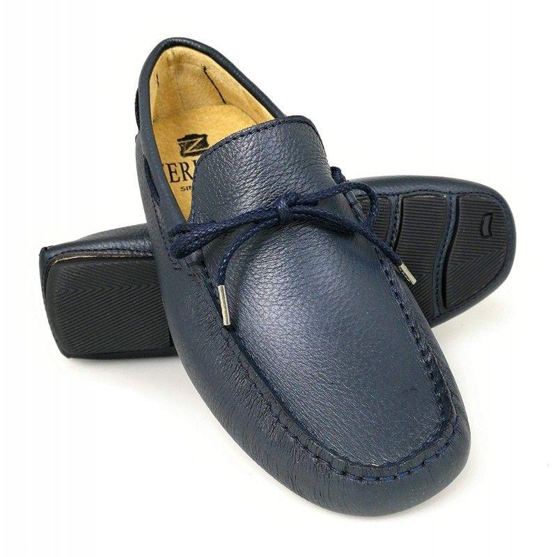 zerimar shoes Mocasines con lazo de verano de piel para hombre