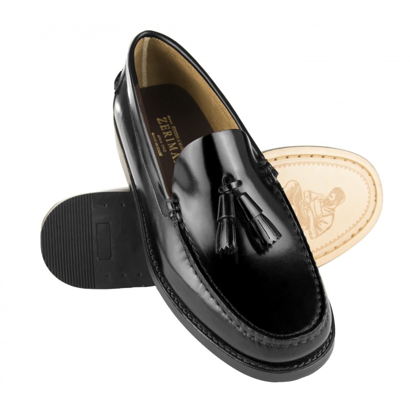 zerimar shoes Mocasines de hombre con borlas y suela de cuero