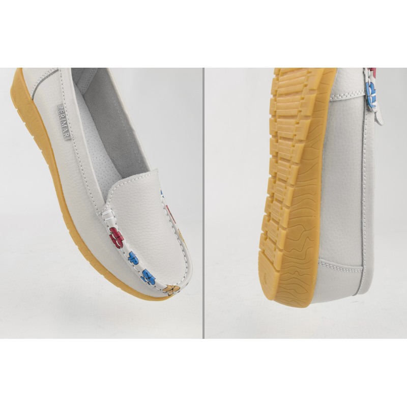 Zerimar Shoes Mocasines De Piel Con Flores Y Plantilla Comfort