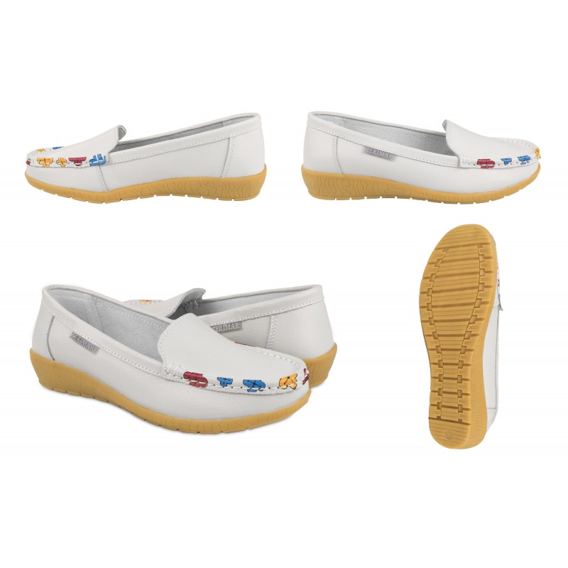 Zerimar Shoes Mocasines De Piel Con Flores Y Plantilla Comfort